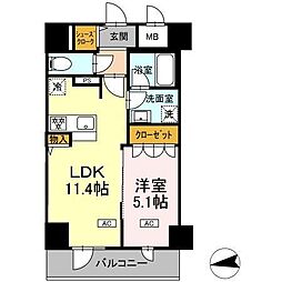 ＩＳ二十人町 5階1LDKの間取り