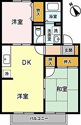 アムール米原　Ｂ 2階2LDKの間取り