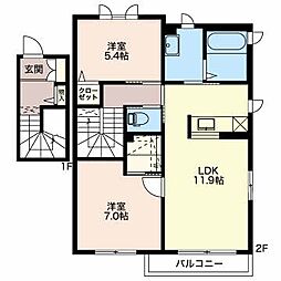 プロヌーブジョイA 2LDKの間取図画像