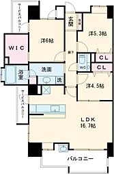 アクタス籠町グランミライ 11階3LDKの間取り
