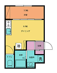 あすと五十人町II 1階1DKの間取り