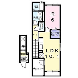 ラ・ファータ 2階1LDKの間取り