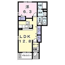 コーポＫ．Ｍ　VI 1階1LDKの間取り