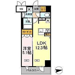 ＩＳ二十人町 10階1LDKの間取り