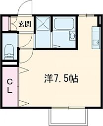 プランドール湊川 1階ワンルームの間取り