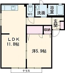 フォーレスＫ 1階1LDKの間取り