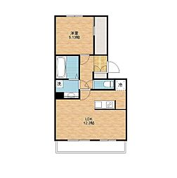 ドゥジエム 1階1LDKの間取り