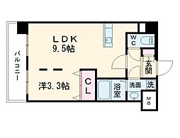 キュレスト熊大病院前 1LDKの間取図画像