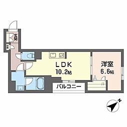 シャーメゾンさかえ町 2階1LDKの間取り