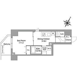コンフォリア・リヴ関内 7階1DKの間取り