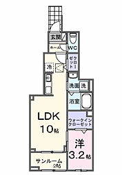 サントラップ大津南 1階1LDKの間取り