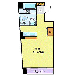 フラワーシティINブラボン 7階ワンルームの間取り