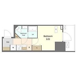 Alivis船橋East.West 12階1Kの間取り