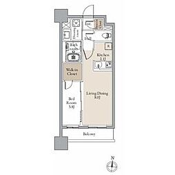 レジディア仙台北四番丁プレイス 2階1LDKの間取り