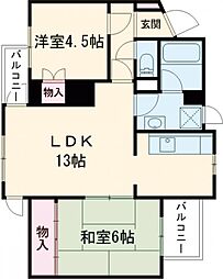 レジデンス辰巳 2LDKの間取図画像