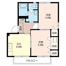 ディアス諏訪E 2DKの間取図画像