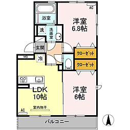 ヴィレッタ 2階2LDKの間取り