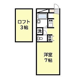 Pur紀の川 2階1Kの間取り