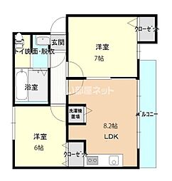 レジェンドII 4階2LDKの間取り