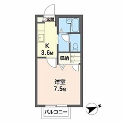 JR陸羽東線 古川駅 バス15分 蓑口沼下車 徒歩13分の賃貸アパート 2階1Kの間取り
