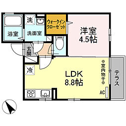 プランドール 1階1LDKの間取り
