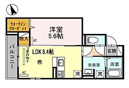 ＲハイツIII 3階1LDKの間取り