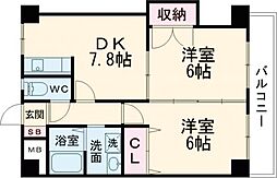 シャトレアンジェIII 2階2DKの間取り
