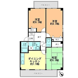 レジデンス馬木 3階3DKの間取り