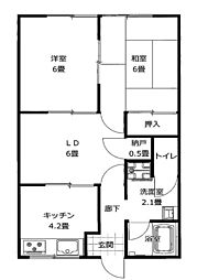 ＳＳコーポ　テラ 3階2LDKの間取り