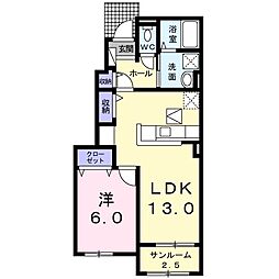 ニーラスクA 1LDKの間取図画像