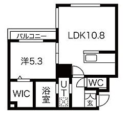 ecoa月寒東A 2階1LDKの間取り