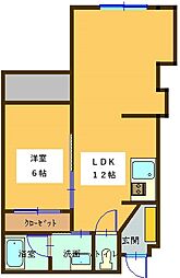 フェルクス 1階1LDKの間取り