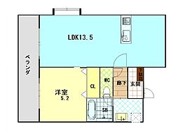 MRマンション 1LDKの間取図画像
