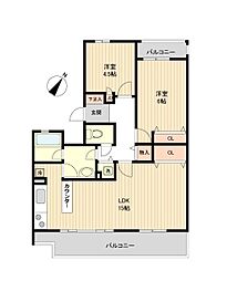 セレーノ大宮D棟 4階2LDKの間取り