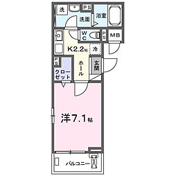 ベル石井城II 3階1Kの間取り