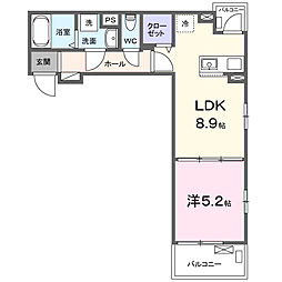ベル石井城II 3階1LDKの間取り