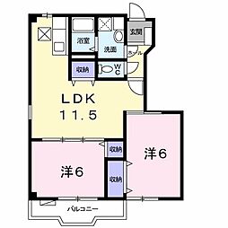 ロイヤル弐番館 1階2LDKの間取り