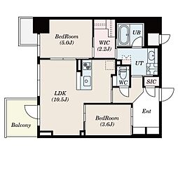 S-RESIDENCE福島diverse 2階2LDKの間取り