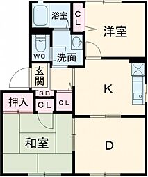 ジーニアス　Ａ棟 1階3Kの間取り