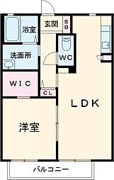 メゾン・ボヌール　Ａ棟 2階1LDKの間取り