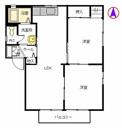 アネスト国府 2LDKの間取図画像