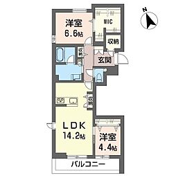 ヴァンガード 2階2LDKの間取り