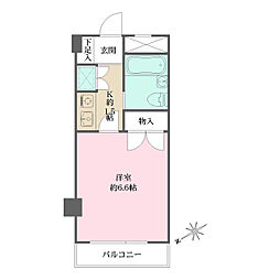 サンフローラ 208 2階1Kの間取り