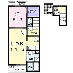 ビリーブ　Ｄ 2階1LDKの間取り