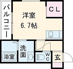 エターナルシー舞子台 ワンルームの間取図画像