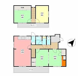 新松原貸家 1階4LDKの間取り