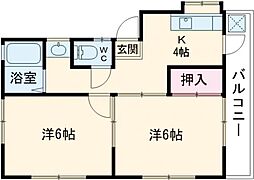 グリーンハウス 2階2Kの間取り