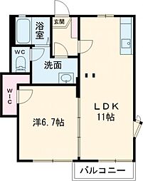 グレイス森　Ｃ棟 2階1LDKの間取り