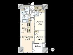 シティタワー銀座東 21階2LDKの間取り