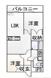 コートヒルズ鶴ヶ島 1階2LDKの間取り